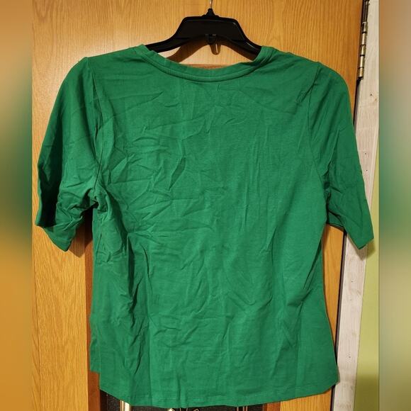 Denim And Co Essentials Perfect Jersey Split V-neck Top Size Medium nwot - Picture 2 of 2